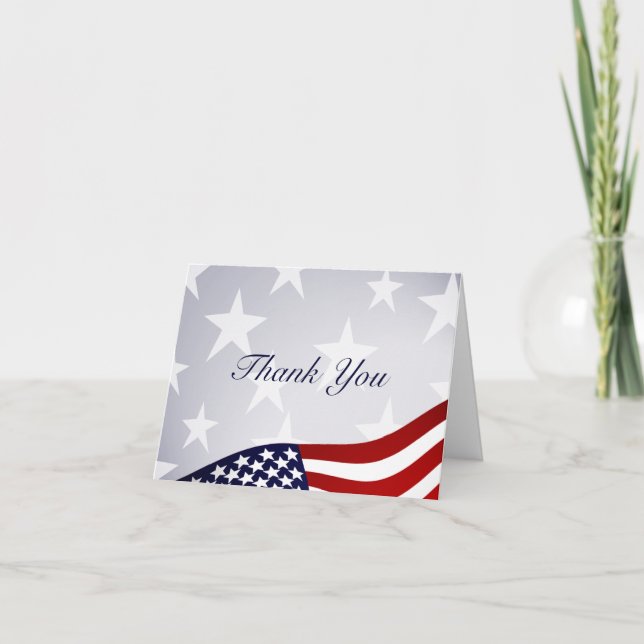 Patriotic Stars and Stripes Folded Thank You Card (Front)