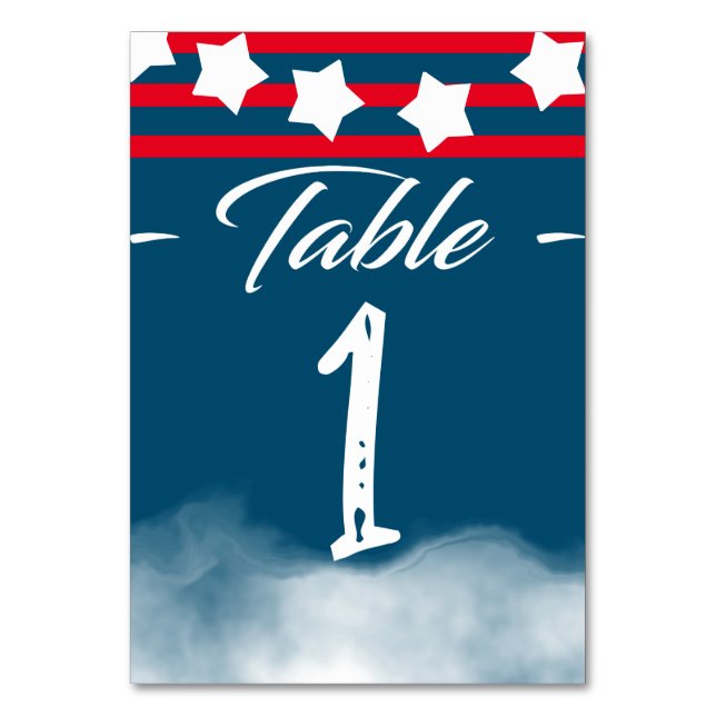 Patriotic Stars and Stripes for 4th of July Table Number (Front)