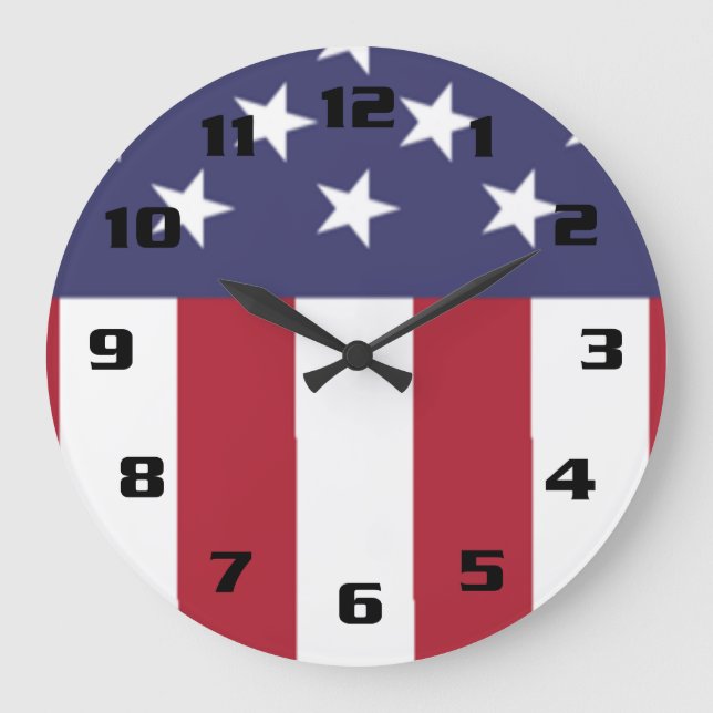 Patriotic Stars and Stripes Large Clock (Front)