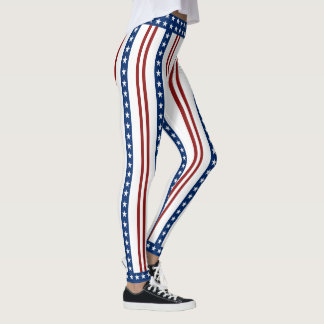 Patriotic Stars and Stripes Leggings