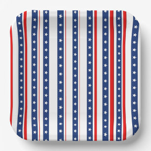 Patriotic Stars and Stripes  Paper Plate
