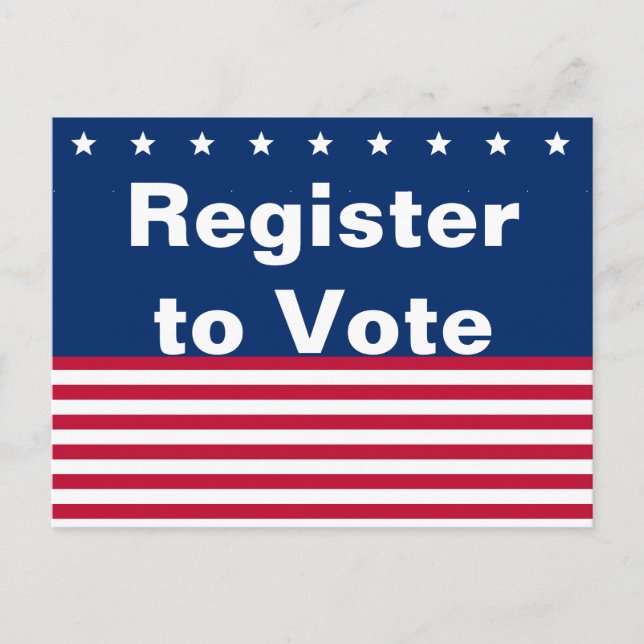 Patriotic Stars and Stripes Register to Vote Postcard (Front)