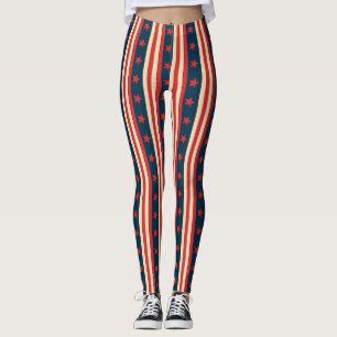 Patriotic Stars and Stripes – Vintage American Leggings
