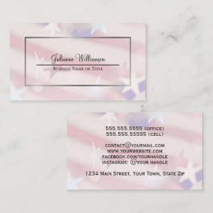 Patriotic Stars and Stripes Watermark Simple Business Card