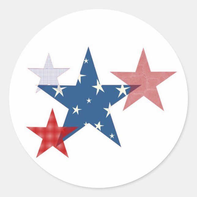 Patriotic Stars Classic Round Sticker (Front)