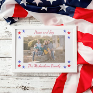 Patriotic Stars Family Photo Holiday Card