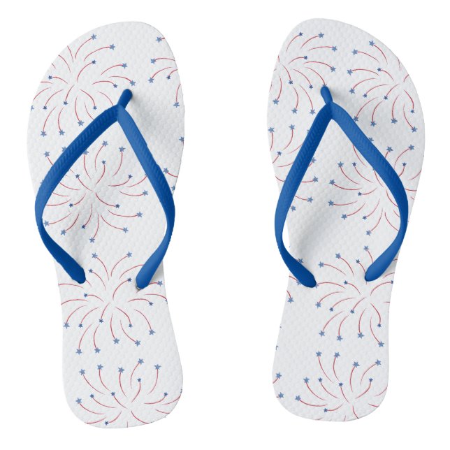 Patriotic Stars Fireworks Pattern FlipFlops (Footbed)