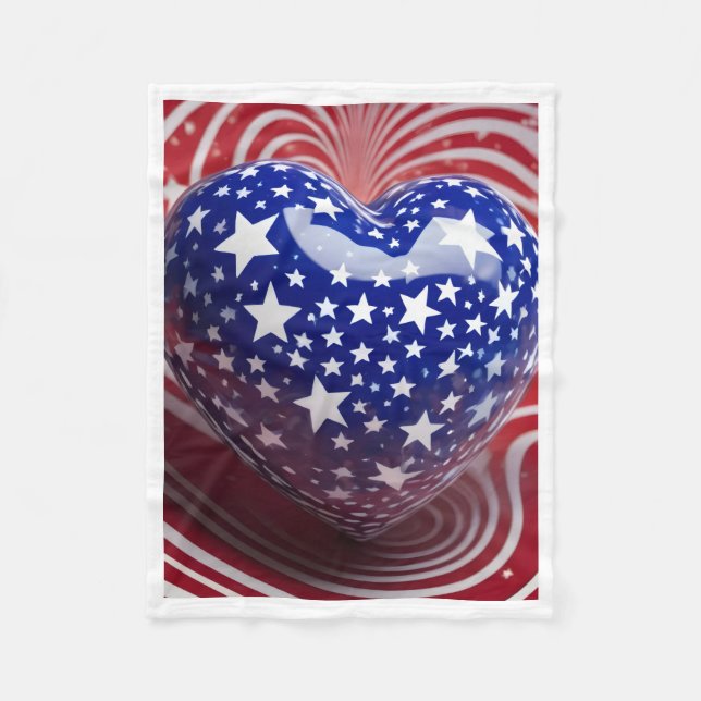 Patriotic Stars Heart Blanket (Front)
