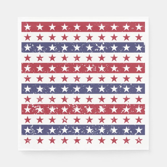 Patriotic Stars July 4th Paper Napkins (Front)