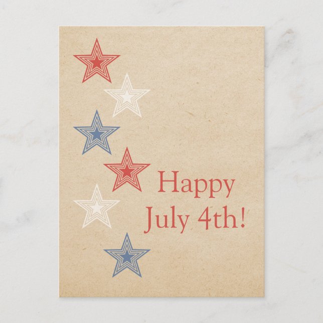 Patriotic Stars July 4th Postcard (Front)