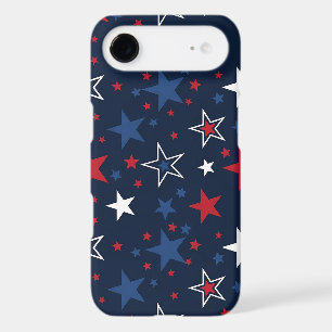 Patriotic Stars on Navy Blue Seamless Pattern