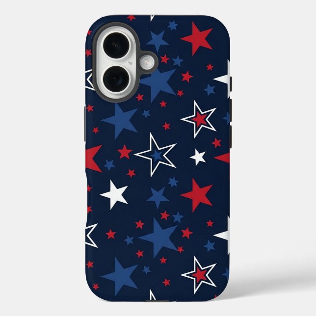 Patriotic  Stars on Navy Blue Seamless Pattern Case-Mate iPhone Case (Back)
