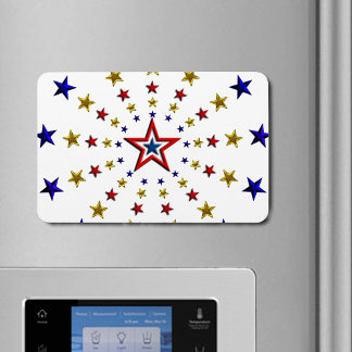 Patriotic Stars Pattern Red Gold Blue Flexible Magnet