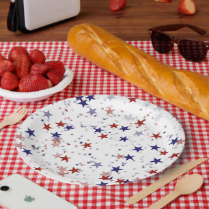 Patriotic Stars Pattern USA Independence Day Paper Plate