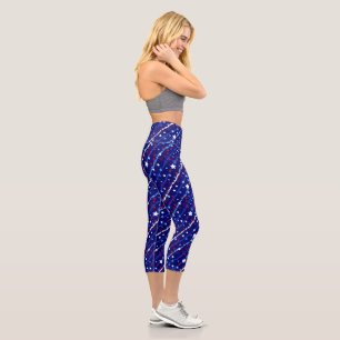 Patriotic Stars Print Women's Capri Leggings