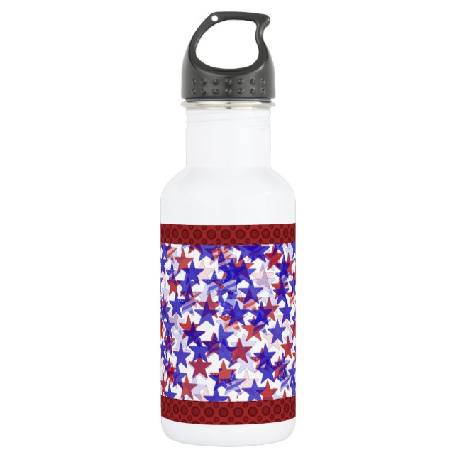 Patriotic Stars Recycled Aluminium 532 Ml Water Bottle (Front)