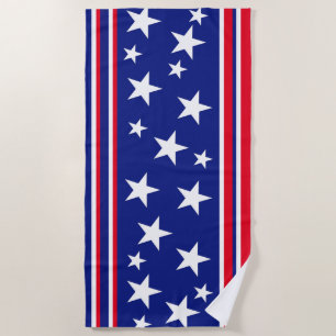 Patriotic Stars Red White Blue Beach Towel