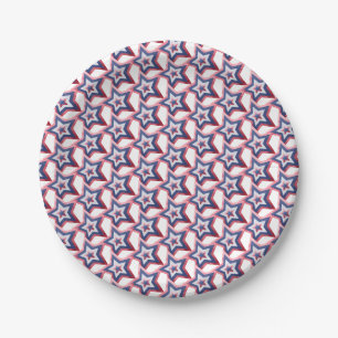 Patriotic Stars Red White Blue Modern USA Stars Paper Plate
