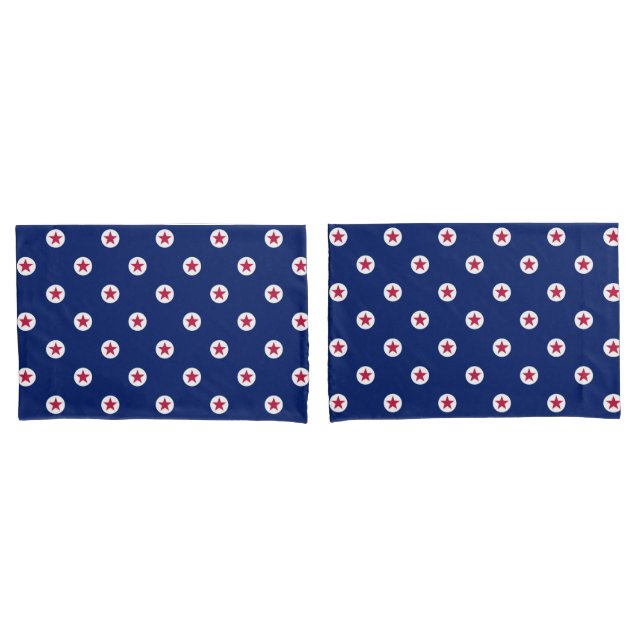 Patriotic Stars Red White Blue USA Set Pillowcases (Front-Set)