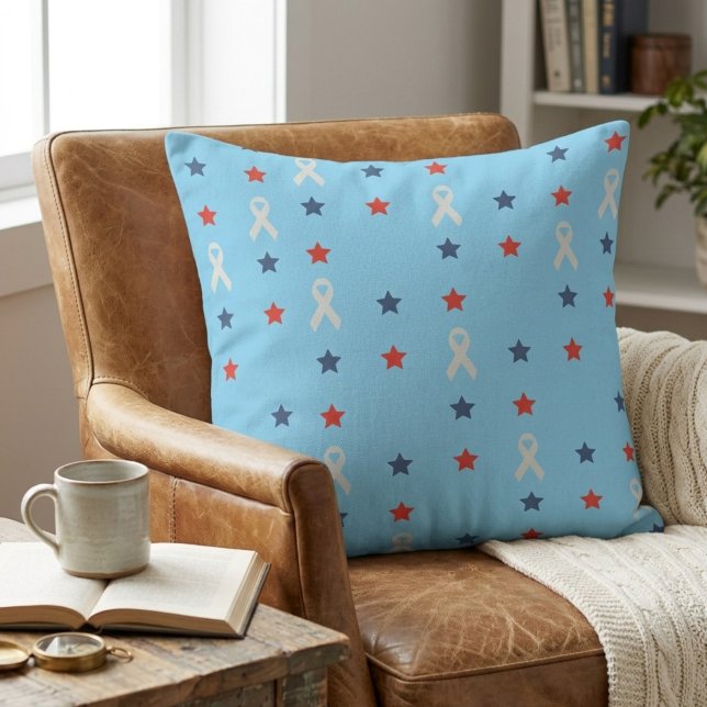 Patriotic Stars & Ribbons Throw Pillow (Creator Uploaded)