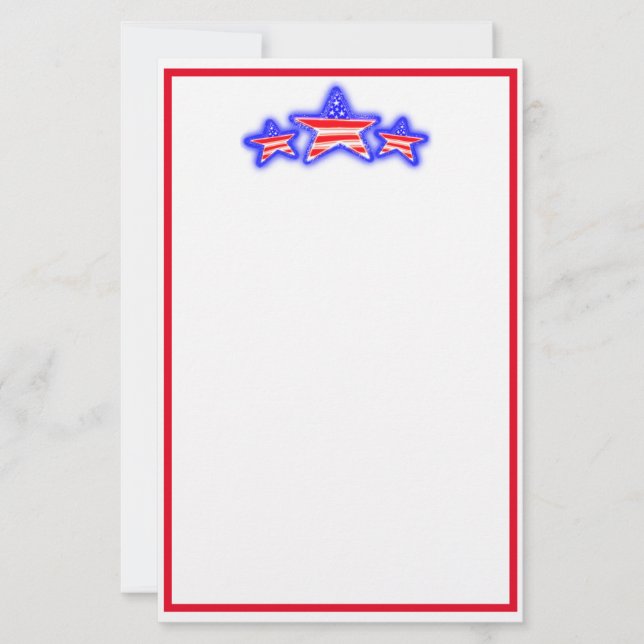Patriotic Stars Stationery Paper (Front)