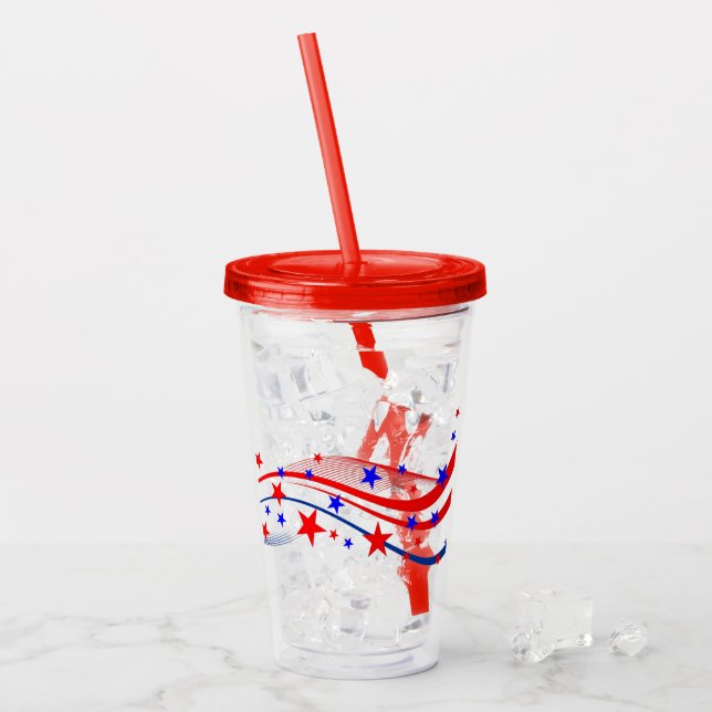 Patriotic Stars & Streamers Acrylic Tumbler (Front Ice)