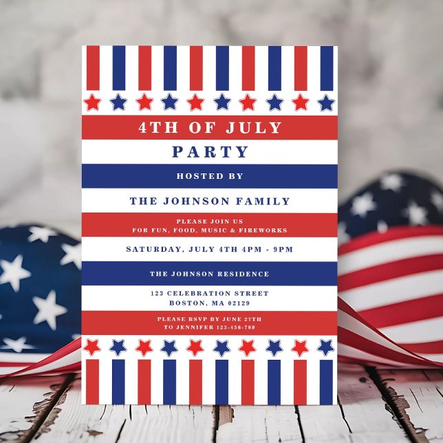 Patriotic Stars & Stripes 4th Of July Invitation (Patriotic Stars & Stripes 4th Of July Invitation)