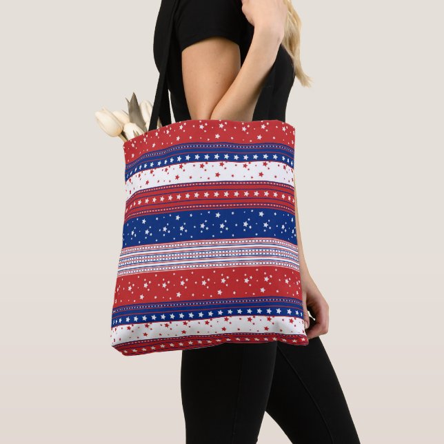 Patriotic Stars & Stripes Abstract American Flag 2 Tote Bag (Close Up)