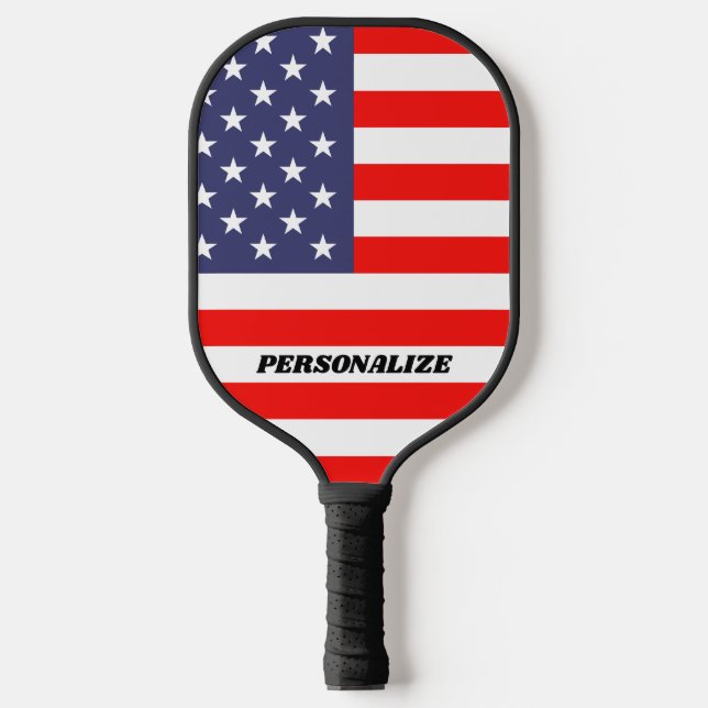 Patriotic stars stripes American flag personalised Pickleball Paddle (Front)