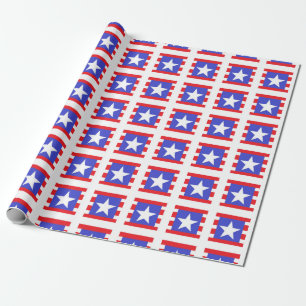 Patriotic Stars, Stripes and Squares Wrapping Paper