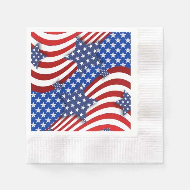 Patriotic Stars & Stripes Celebration Napkin (Front)