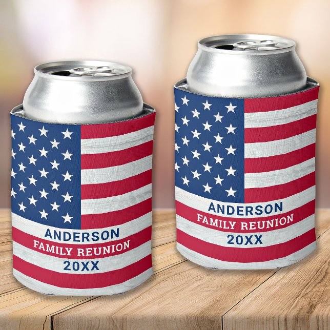 Patriotic Stars & Stripes Custom USA American Flag Can Cooler (Creator Uploaded)