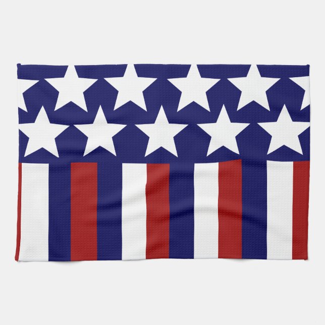 Patriotic Stars Stripes Freedom Flag 4th of July Tea Towel (Horizontal)