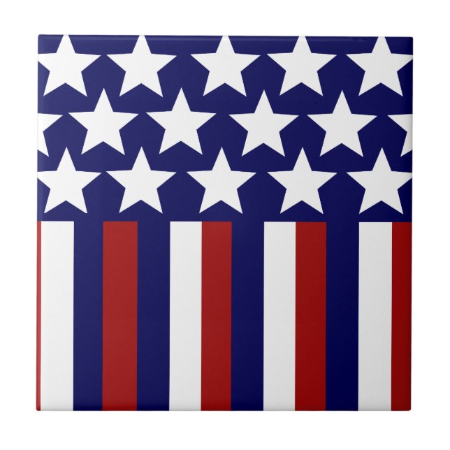 Patriotic Stars Stripes Freedom Flag 4th of July Tile (Front)