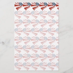 Patriotic Stars Stripes Freedom Flag Hearts 4th of Stationery