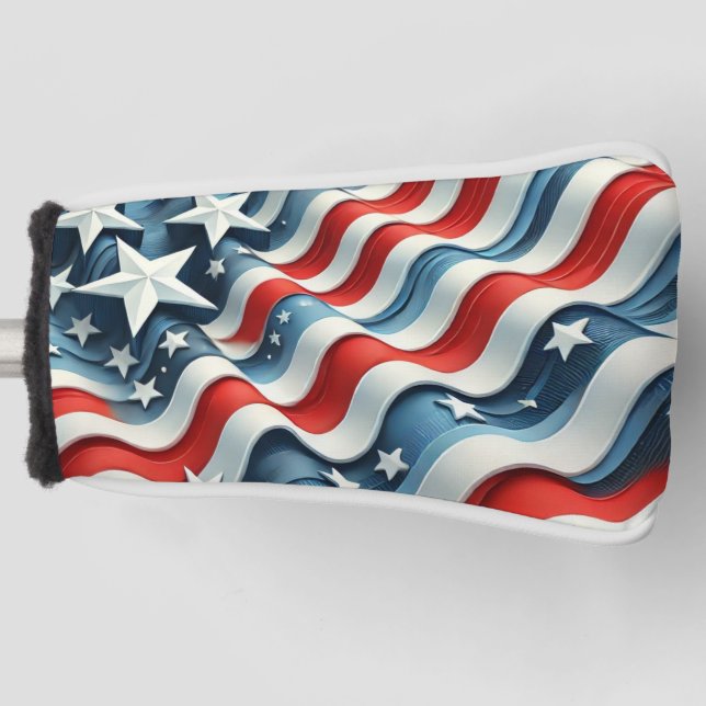 Patriotic Stars & Stripes  Golf Head Cover (Front)