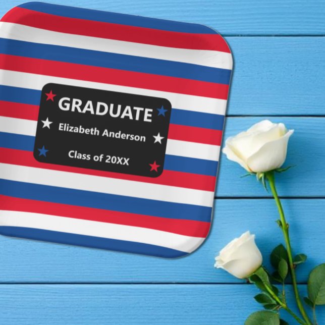 Patriotic Stars & Stripes Graduation Paper Plate (Creator Uploaded)