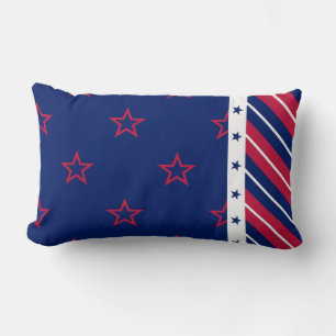 Patriotic Stars Stripes Home Decor Red White Blue Lumbar Cushion