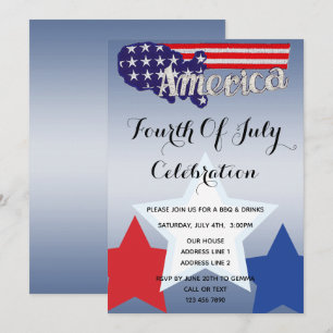Patriotic Stars & Stripes July 4th Invitation