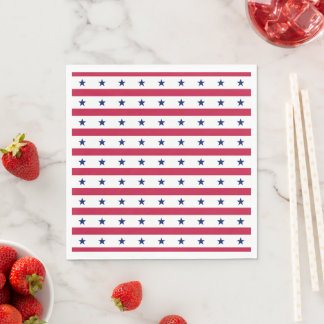 Patriotic Stars & Stripes Red White Blue USA Napkin