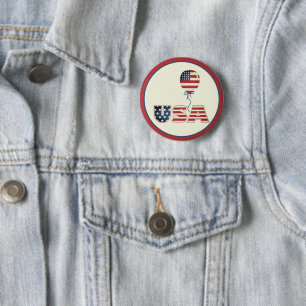 Patriotic Stars & Stripes USA 6 Cm Round Badge