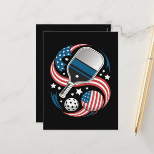 Patriotic Stars Stripes USA Flag Pickleball Holiday Postcard