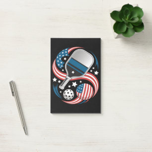 Patriotic Stars Stripes USA Flag Pickleball Post-it Notes