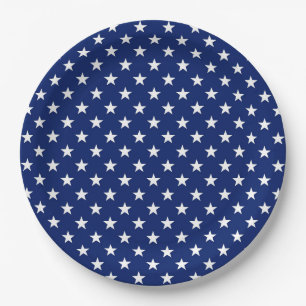 Patriotic Stars Team USA Olympics Blue White  Paper Plate