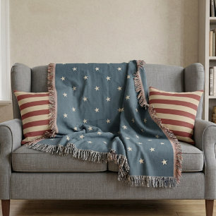 Patriotic Stars Vintage Navy Canton Throw Blanket