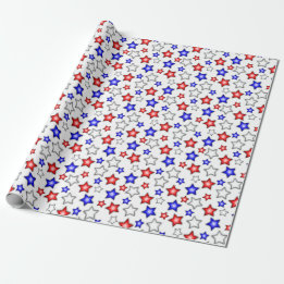 Patriotic Stars - White Wrapping Paper