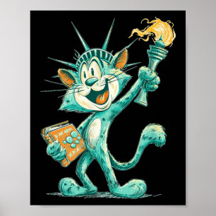 Patriotic Statue Costume For Cats And Liberty Love Poster