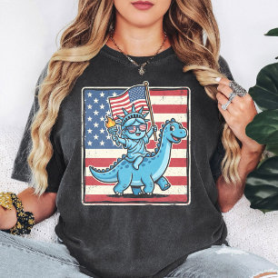 Patriotic Statue Of Liberty Dinosaur Usa T-Shirt