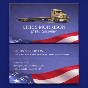 Patriotic Steel Delivery Truck Trucking Business Card