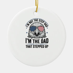Patriotic Step Dad Eagle Vintage Shirt Design_1 Ceramic Tree Decoration